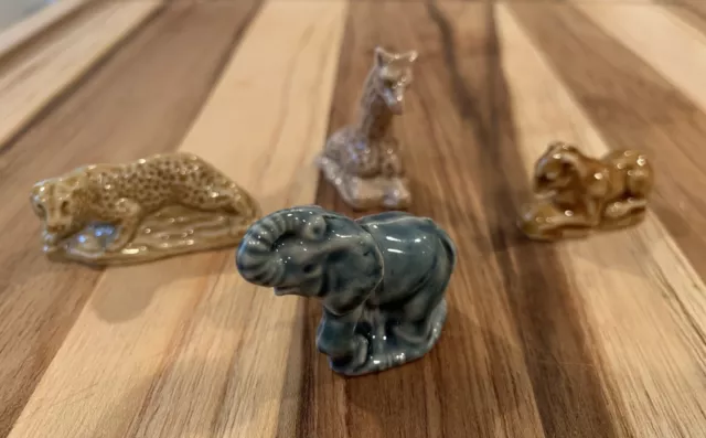 Wade Whimsies Figurine Giraffe Cheetah Elephant Lion Lot of 4 - Mint! Safari Set