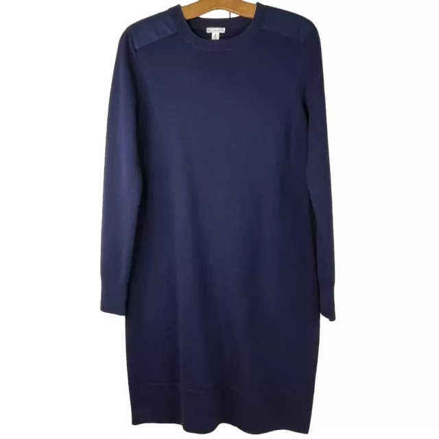 Gap Extra Fine Merino Wool Sweater Dress Crewneck Long Sleeve Blue Women's M