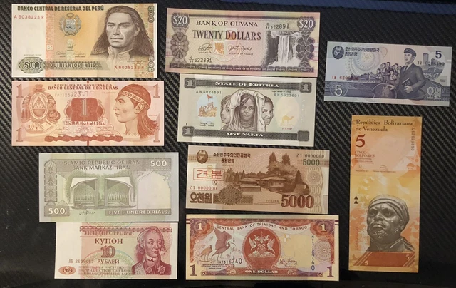Lot de 60 Billets Du Monde (neuf , UNC) (2)