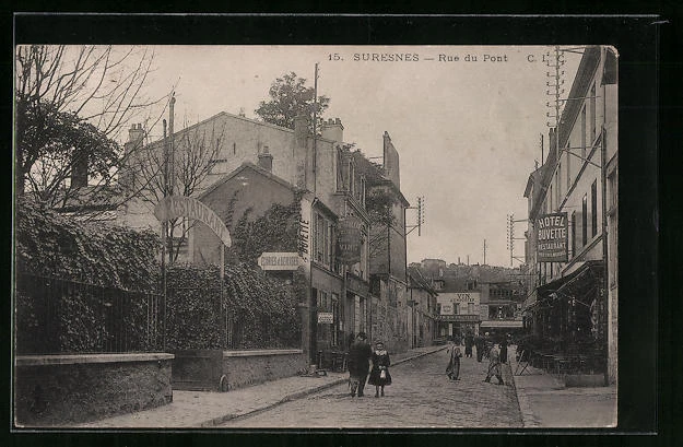 CPA Suresnes, Rue du Pont, vue de la rue