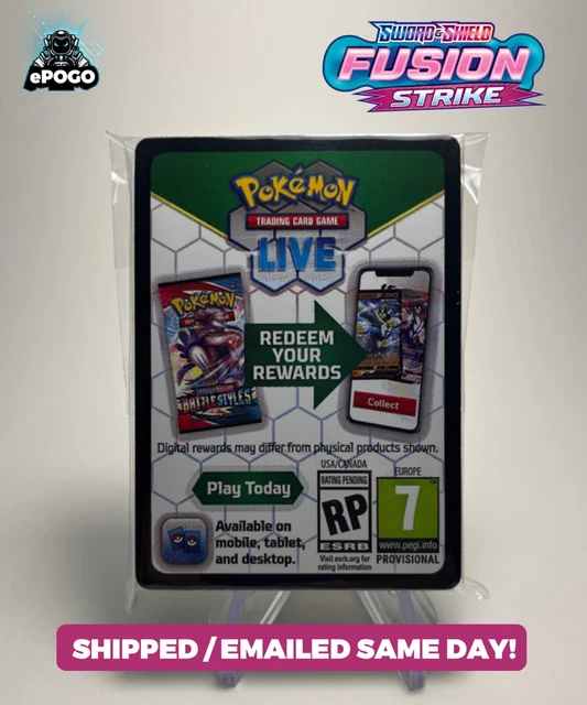 50 FUSION STRIKE Online QR Codes OFFICIAL Pokemon TCG Emailed Same Day