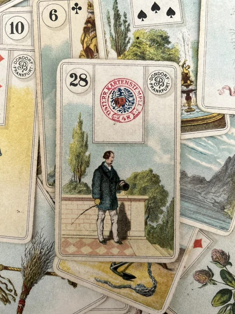 JEU DE 33 CARTES À JOUER DIVINATOIRES ILLUSTRÉES XIXe siècle