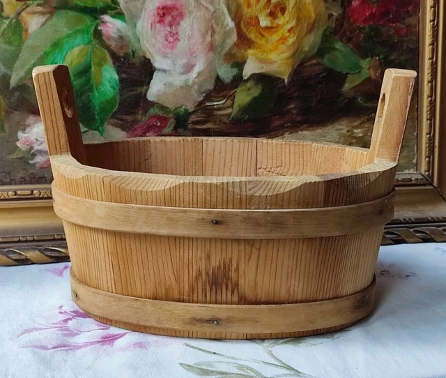 Seau En Bois 5L Avec Poignée - Wooden World - Idéal Pot De Fleurs Ou Sauna