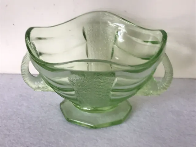 Art Deco Sowerby Elephant Handle Bowl.. Lime Green.