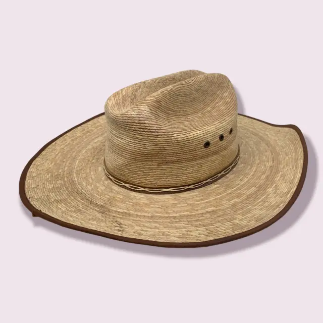 Atwood Hat MARFA Straw Western Hat Sz 7 1/4 Cowboy Rodeo Resistol Leather Trim
