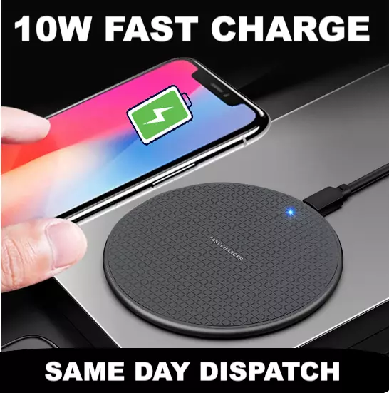 Wireless 10W Charger Fast Charging Pad Dock Mat Station For Mobile Phones