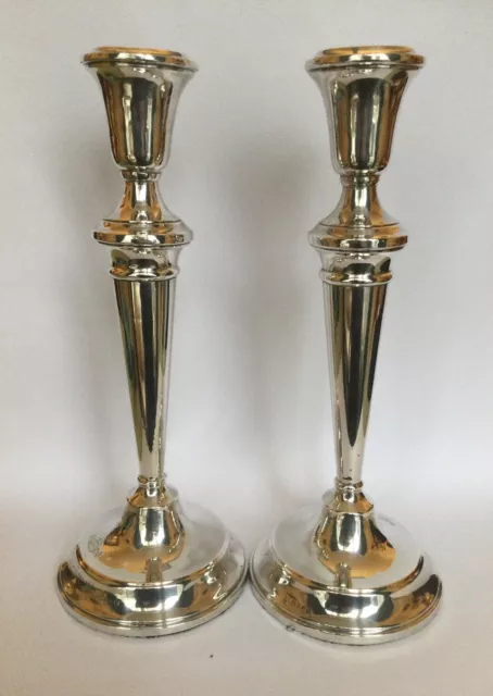 Solid Silver Candlesticks Hallmarked For Birmingham 1952 Royal Corps Of Signals