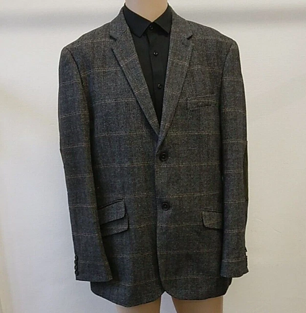 Blazer/giacca Rocha John Rocha, grigio spina di pesce con toppe in velluto a coste, taglia 42R