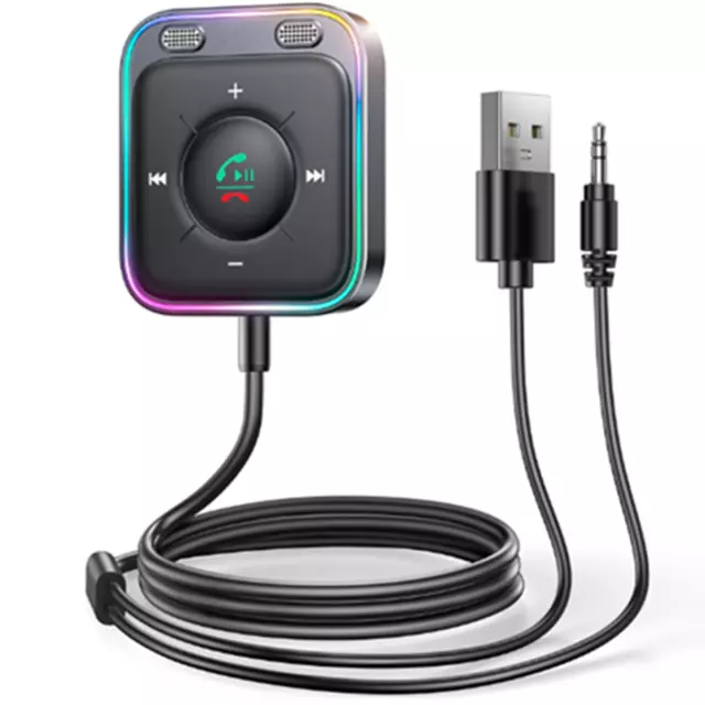 Car Bluetooth Receiver Dual Mics ENC Noise Cancellation AUX Adapter Wireless