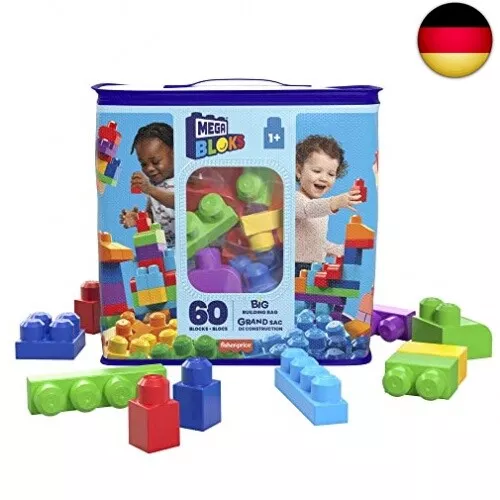 Mega Bloks, Bausteine für Kinder ab 1 Jahr, 60 Bauklötze, mit w