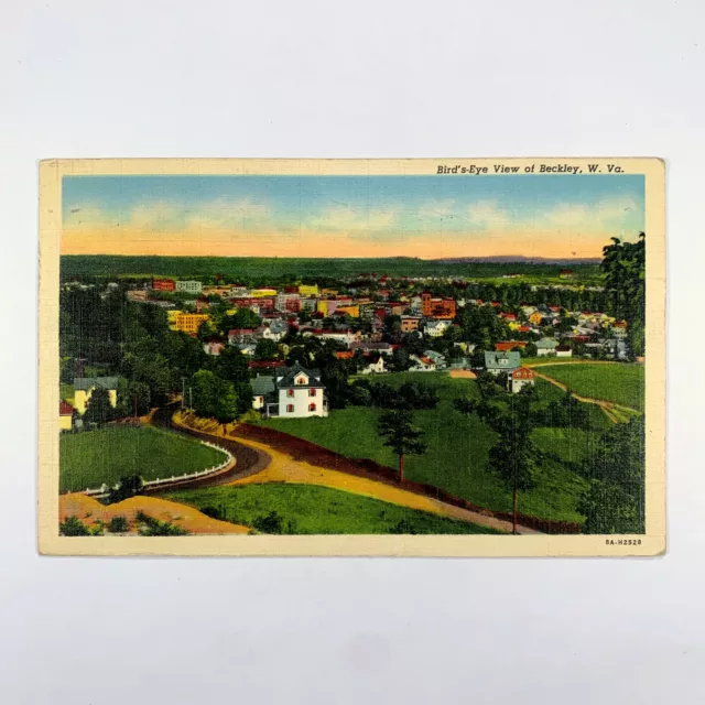Postcard West Virginia Beckley WV Downtown Aerial View 1944 Posted Linen
