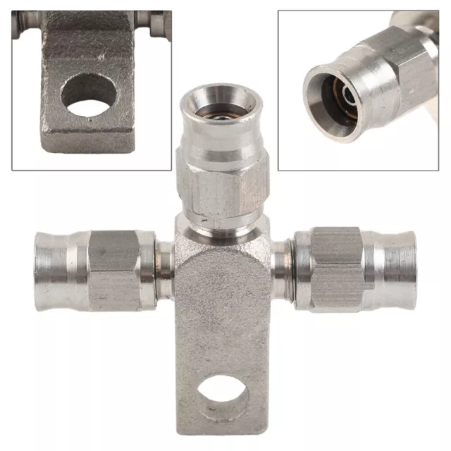 Stainless Steel AN -3 / 3/8-24 UNF Tee Brake Hose Fittings with Locating Lug