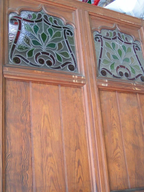 1800's 3 Stain Glass PANELS   these came from English Estate W 50" H 82.5"