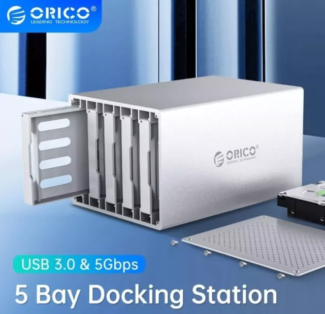 -ORICO 5 Bay 3.5'' SATA to USB3.0 HDD Case 5Gbps HDD Docking Station Aluminum HD