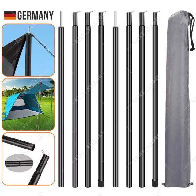 2x 2m Teleskop Zeltstangen Tarpstange Sonnensegel Stange Alu Aufstellstangen DE