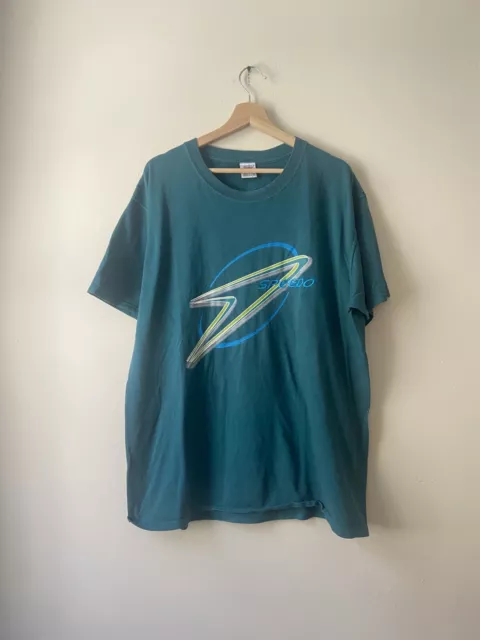 Vintage 90’s Speedo Swimming graphic logo art green tee shirt - L/XL