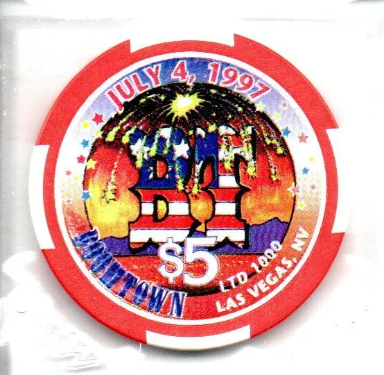 Boomtown Independence Day 1997 Limited Edition 5 Dollar Casino Chip as pictured