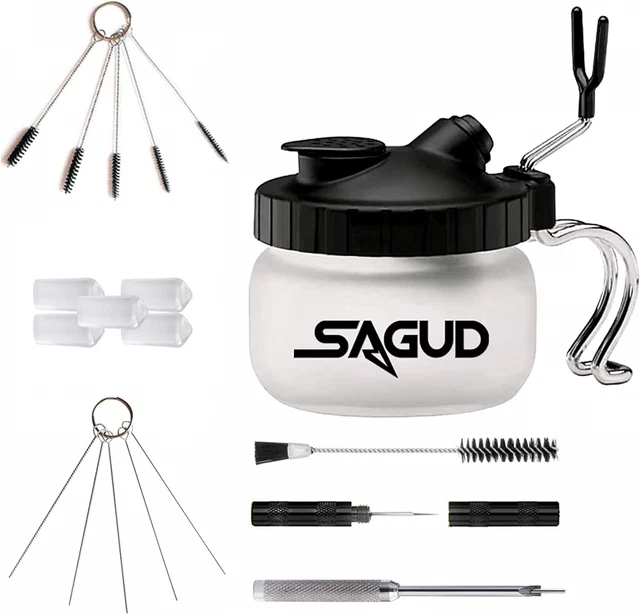 Kit de limpieza de aerógrafo SAGUD, olla de limpieza, kit con vidrio...