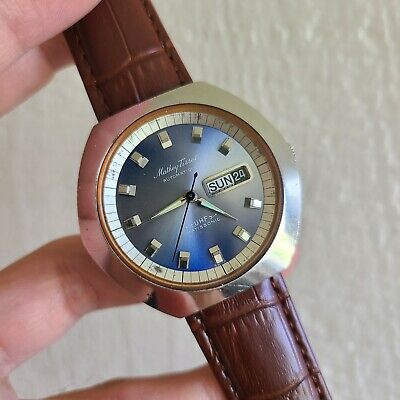 Vintage Mathey-Tissot Men's Automatic watch Day/date ETA  2790 blue dial 1970s