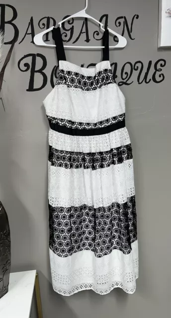 Womens ASOS Sundress Size 12 Black White Crochet Lace Maxi