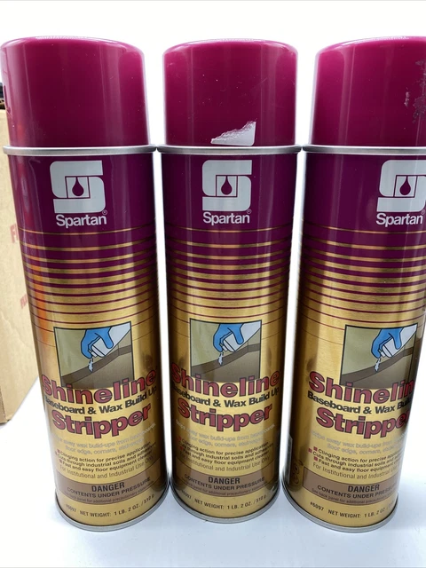 3 Cans Spartan Shineline Baseboard Wax Build Up Stripper Aerosol Industrial 20oz