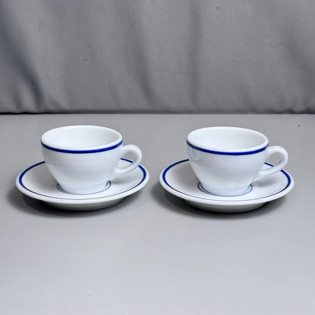 TRADITION BLUE BY APILCO Set of Cups and Saucers White w/ Blue