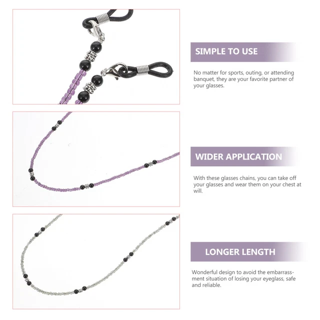 2 Pcs Sunglass Holder Strap Beaded Glasses Lanyard Fashion Glasses Vintage 10