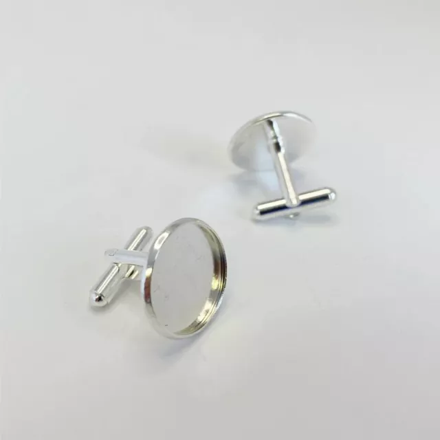 10x Silber Manschettenknöpfe Fassung Rohlinge passt 18 mm Cabochon
