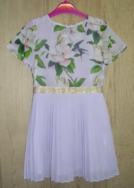 Ted Baker Girls Lilac Floral Pleated Skirt Party Prom Dress Wedding Age 5 110cm