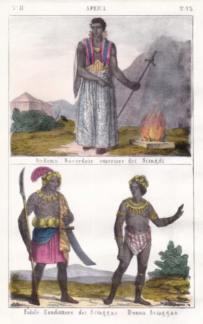West Africa Afrika Afrique Sciaggas ethnic group Black people Lithographie 1840