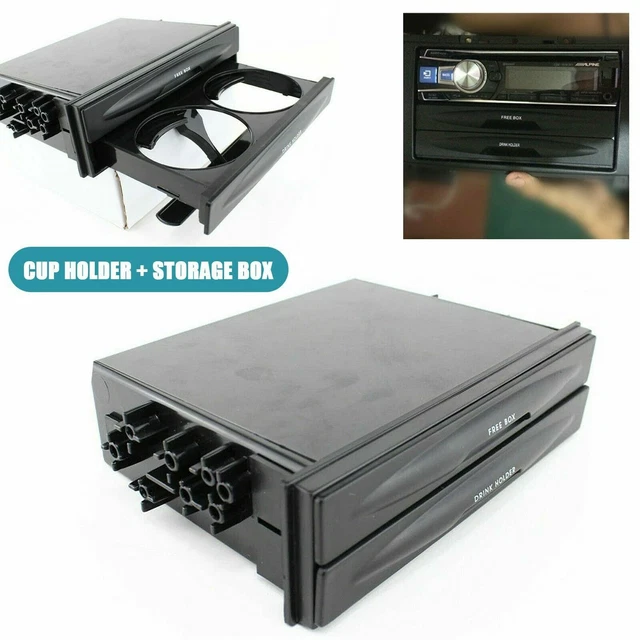 Double Din Dash Radio Installation Pocket Cup Holder Storage Box Fit For Car