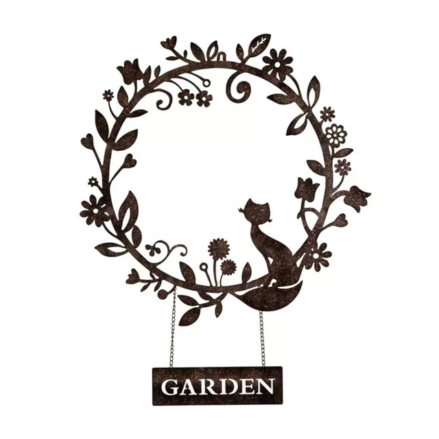 Cat Garden Wreath Decor Laser Cut Metal Wall Art, 65cm Hanging Home Decor Scu...