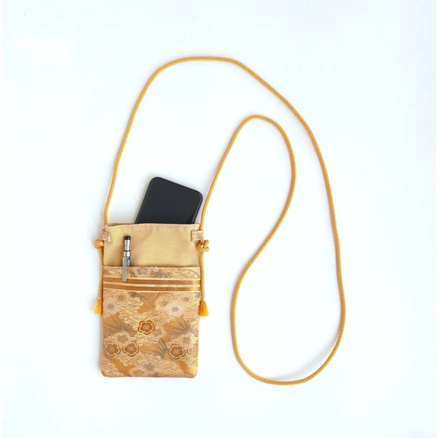 Cellphone Bag Japanese Kimono Obi Upcycling Handmade One and Only For Gift