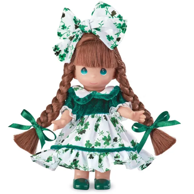 PRECIOUS MOMENTS DOLL Shamrock Dress St Patrick's Day Lucky Irish Green Clover