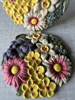 2 Vintage Shabby Chic Floral Prairie Multicolor Hand Painted Curtain Tie Back 2