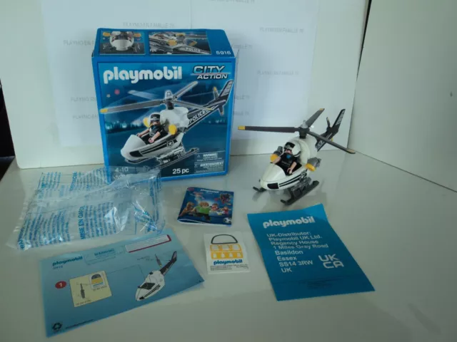 PLAYMOBIL vintage city action hélicoptère police set 5916 de 2013 / boîte