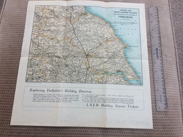 LNER FOLDED LONDON NORTH EASTERN RAILWAY MAP DOUBLE SIDED 1930 with ...