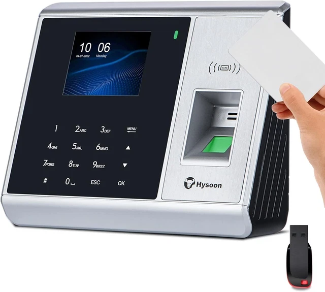 Time Clock Hysoon Biometric Fingerprint Clocks for Employees Small Business
