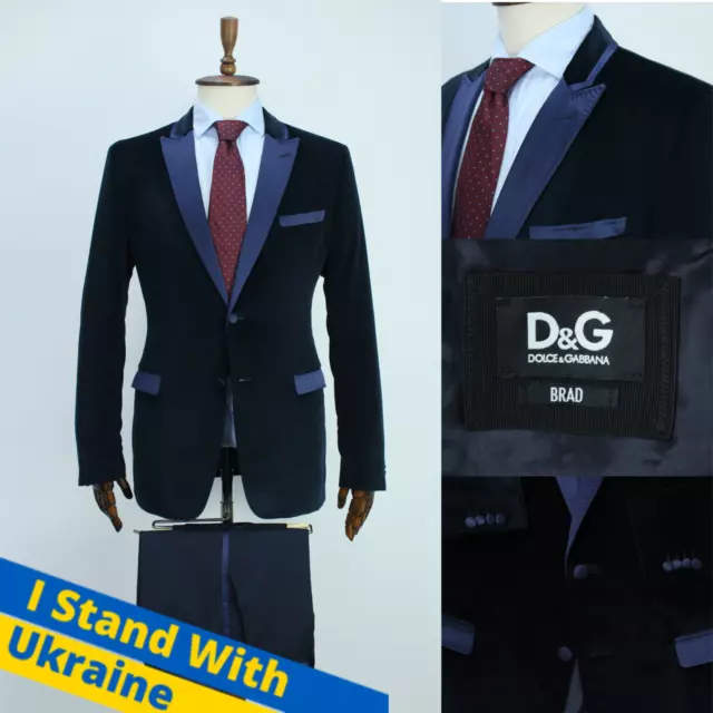 DOLGE & GABBANA Velour Purple Solid Peak Lapel Tuxedo Suit 52IT 42US/UK 36X35