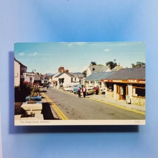 Abersoch Gwynedd Postkarte 1977 Village St Shops & Cars Pre Cheshire on Sea Wales