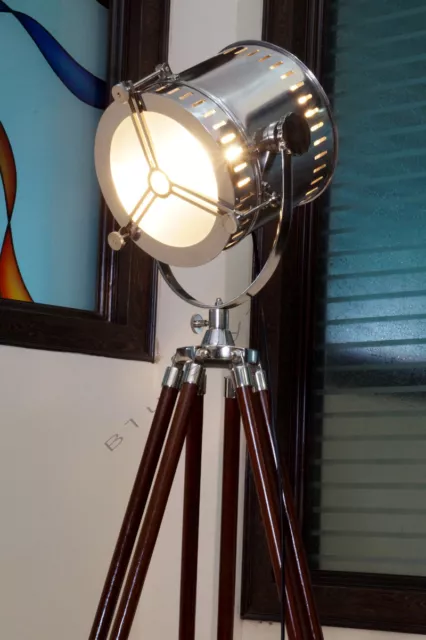 Vintage Designer Nautical Tripod Floor Lamp - Industrial Searchlight Floor Lamp 2