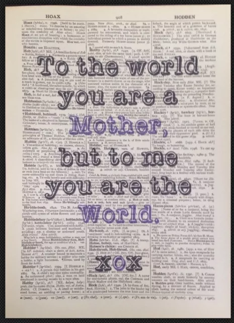 Mum　Picture　MOTHER'S　Print　Art　Love　Page　Dictionary　Vintage　DAY　QUOTE　UK　£5.00　Wall　Cute　PicClick