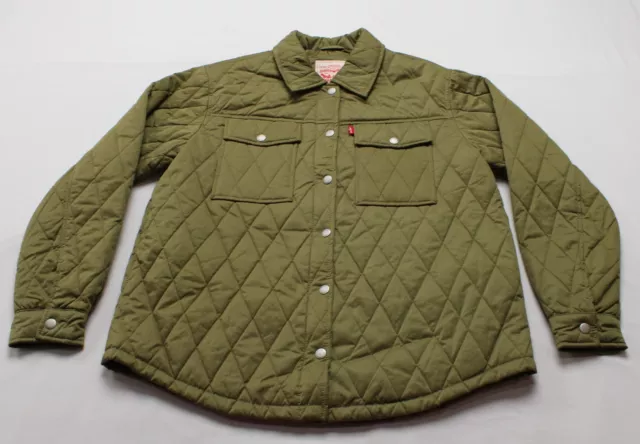 Levi Strauss & Co Women's Military Quilted Shacket JW7 Olive Green Size XS NWT