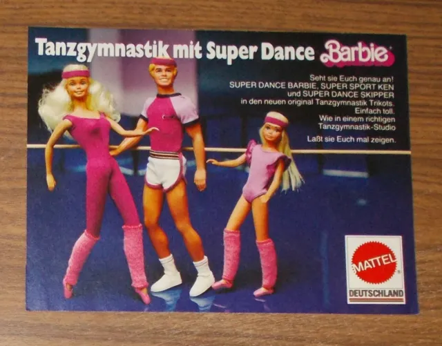 Seltene Werbung vintage BARBIE Super Dance Barbie Ken Skipper Tanzgymnastik 1983
