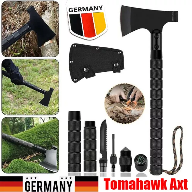 Survival Camping Axt Multi-Tool Militärbeil Klappbarer Tomahawk Compass zu Fuß