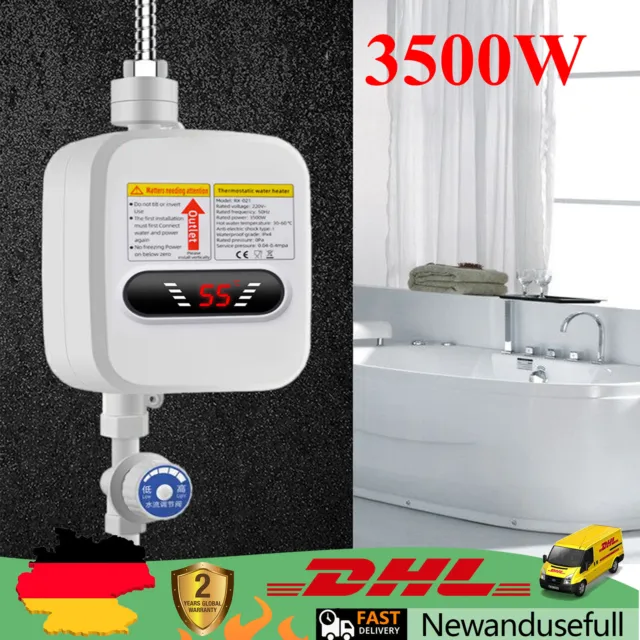 3500W Mini calentador continuo calentador de agua eléctrico con boquilla de ducha baño 220V