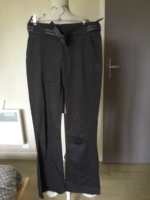 Pantalon COMPTOIR DES COTONNIERS Gris Taille 38 - Modèle Chintz Avec Ceinture - Occasion TB état