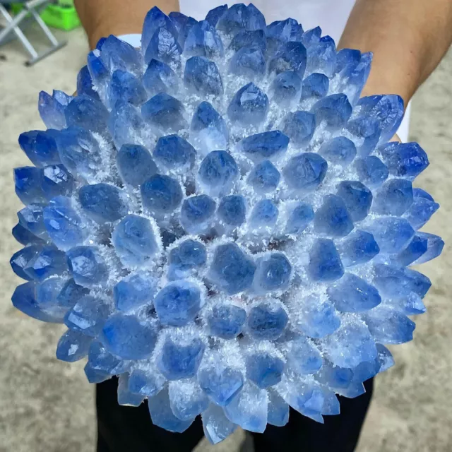 11.2LB New Find BLUE Phantom Quartz Crystal Cluster Mineral Specimen Healing