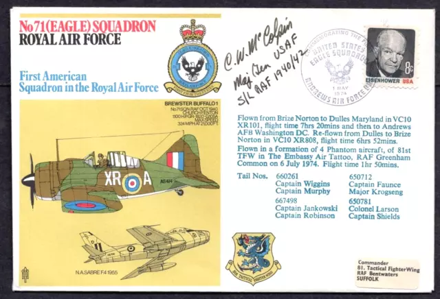 LD ED ROSSBACH SIGNED AMERICAN & RAF FIGHTER PILOT CARROLL W McCOLPIN DFC DSM