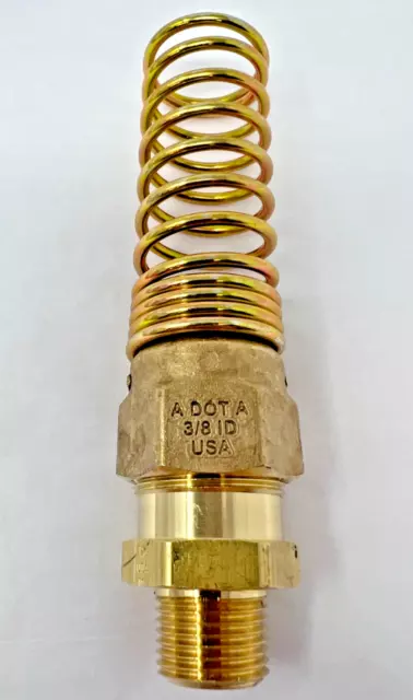 Brass DOT Air Brake Hose End Connector 3/8" x 3/8" Male NPT W/ Spring Guard USA